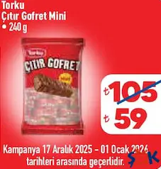 TORKU ÇITIR GOFRET MİNİ 240 G fiyat ve kampanya bilgisi